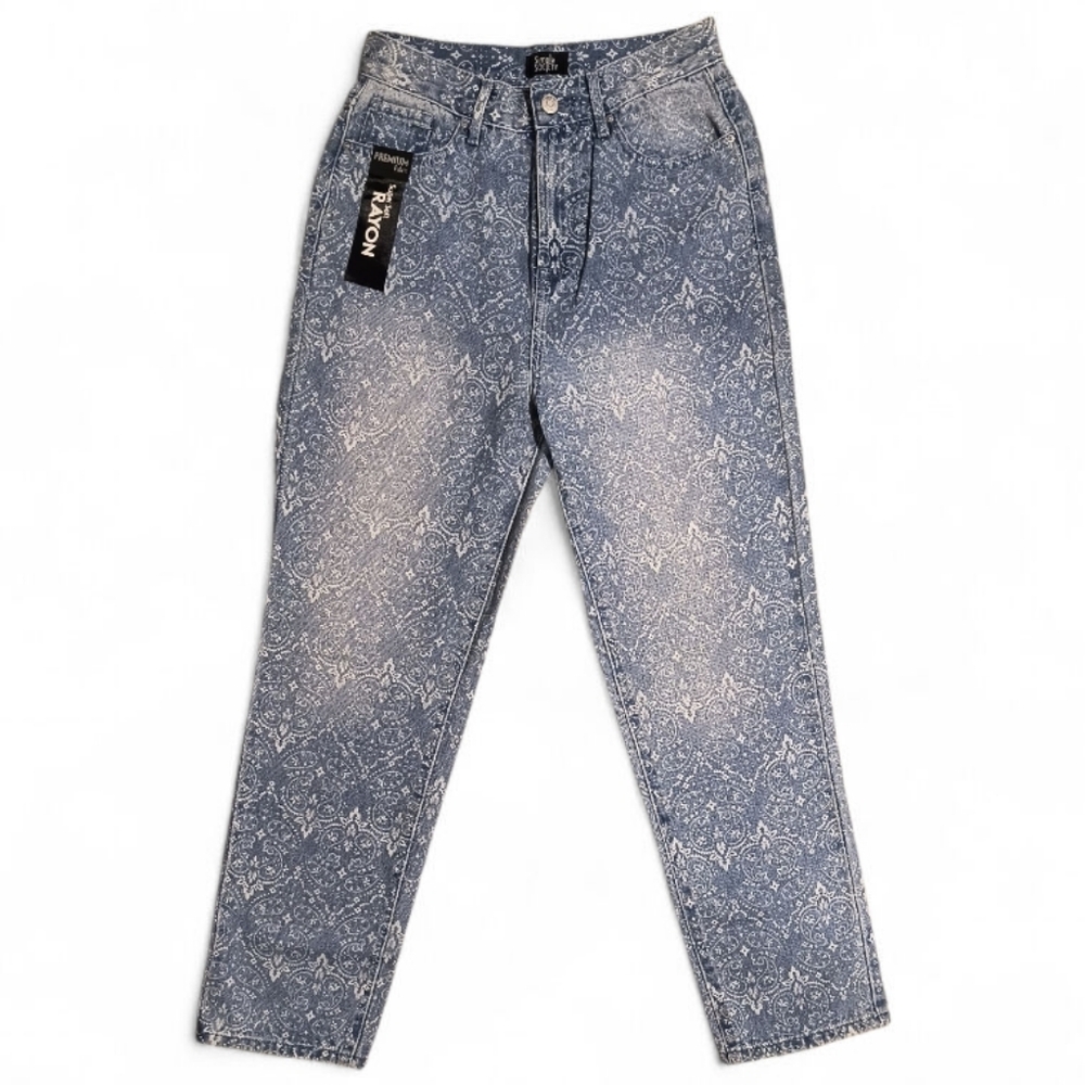 Simple Society Paisley Design Super High Rise Straight Leg Jeans Juniors Size 3